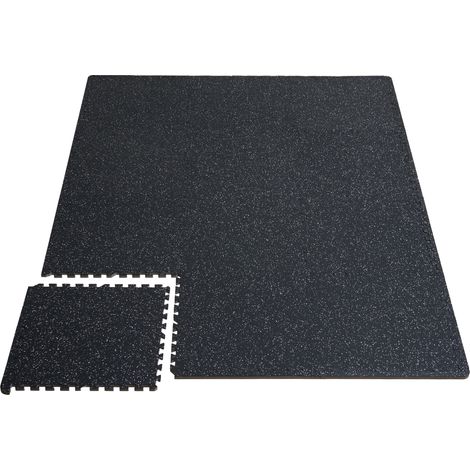 Mophorn 0,56 Zoll Bodenmatten fürs Fitnessstudio, 12 Fliesen, Gummioberfläche, EVA-Schaum, 24 x 24 Zoll, 48 Quadratfuß Fläche, ineinander greifende Puzzlematten, Schwarz & Weiß