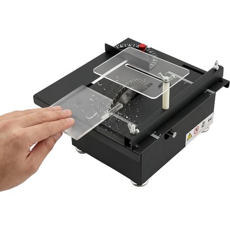 Mini Scie Circulaire de Table, Scie Circulaire de Table Portable de Précision 200W, Petite Scie de Table Bloc d'Alimentation à 7 Vitesses pour DIY, Travail du Bois (1/5)