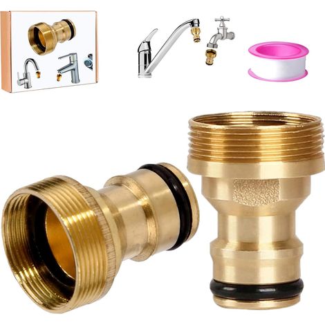 adaptateur tuyau arrosage robinet cuisine Lot de 2 raccords de robinet universels pour mitigeur - Adaptateur de tuyau - Raccord rapide - Raccord de tuyau d'arrosage adaptateur tuyau arrosage (1/5)