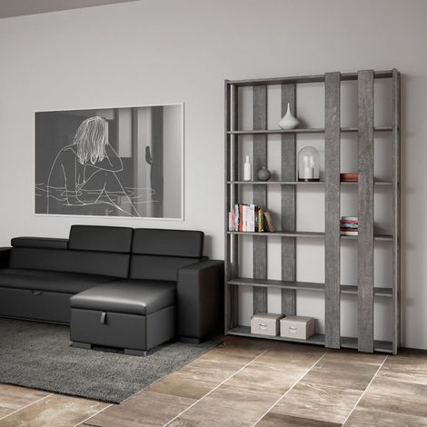 Libreria 5 ripiani a parete design grigio moderno Kato E Small Concrete (1/3)