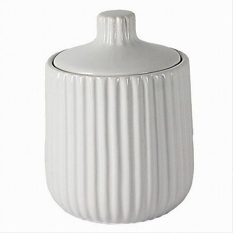 TRADE SHOP - Contenitore Porta Cotton Fioc Decoro Plissè Bianco Rotondo Organizer Bagno 10329 -