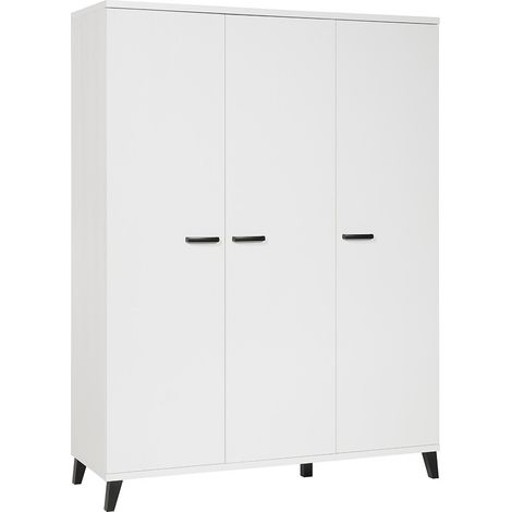 Armoire enfant 3 portes DANAÉ – Blanc mat – Grand rangement au style épuré (1/3)