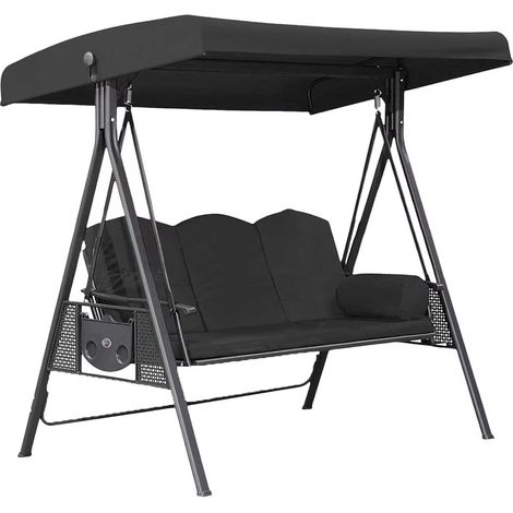 Adjustable Canopy Garden Swing 3 Seat Patio Swing Bed Convertible Outdoor Porch Swing (1/5)