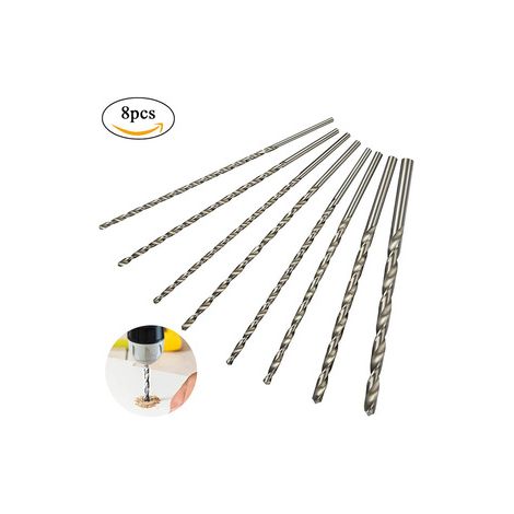 Lot de 8 forets hélicoïdaux HSS longueur 155/205 mm – Mèche à métaux tige droite – Perçage profond pour atelier mécanique et bricolage (1/4)