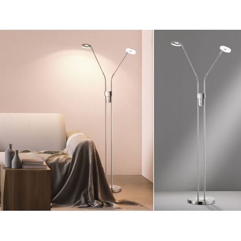 LED Stehlampe DENT Silber 2-flammig mit Dimmer, Höhe 150cm (1/5)