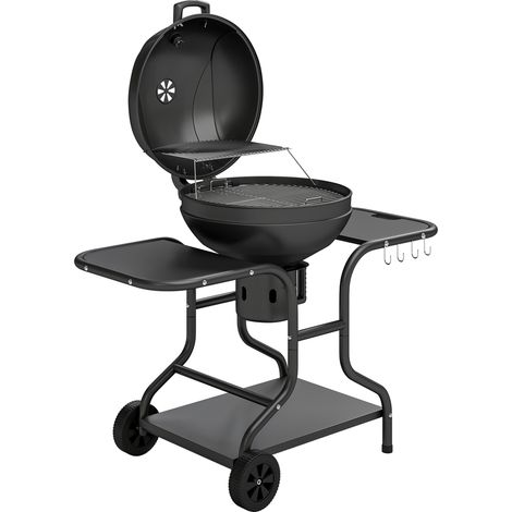 GagaBarbecue à charbon Rond avec couvercle Barbecue Rond Extérieur avec Thermomètre, 129 x 63,5 x 106,5 cm, Noir (1/5)