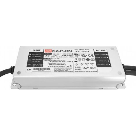 Driver / Alimentation LED CC+CV programmable D2 - 1.8A - 21-42V DC - 75 W - IP67 - MeanWell