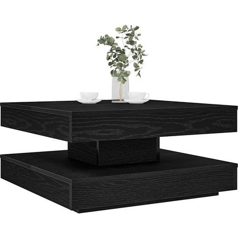 Couchtisch 360-Grad Drehbar Schwarz 70x70x34,5 cm