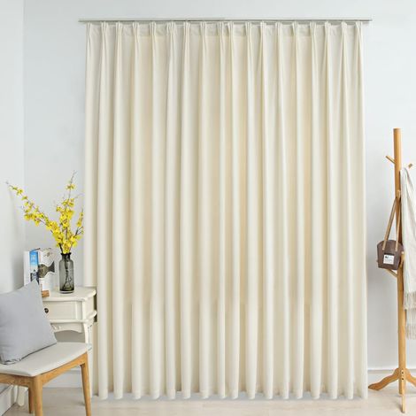 Cortina opaca con ganchos terciopelo color crema 290x245 cm vidaXL