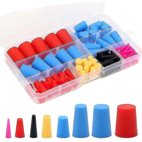 110 bouchons coniques en caoutchouc silicone, résistants aux hautes températures, pour l'étanchéité des trous à usage industriel (1/5)