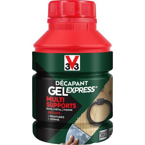 V33 – Décapant gel multisupport 0.25 L – Action rapide 5 à 30 min – Nettoyage à l'eau – Pour tous supports