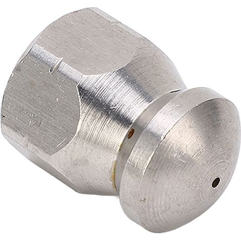 Buse de déboucheur haute pression 5000PSI en inox, embout de nettoyage jet d'eau rond avec 1 trou avant et 6 arrière, raccord G3/8in pour tuyau de curage (1/5)