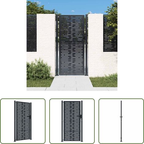 vidaXL Anthrazit - Gartentor Anthrazit 100x200 cm Stahl Quadratisches Design (1/5)