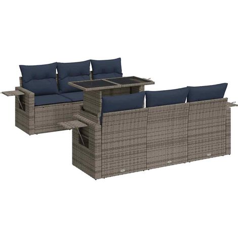 vidaXL Set Divani da Giardino con Cuscini 7pz Grigio Polyrattan Acacia (1/5)