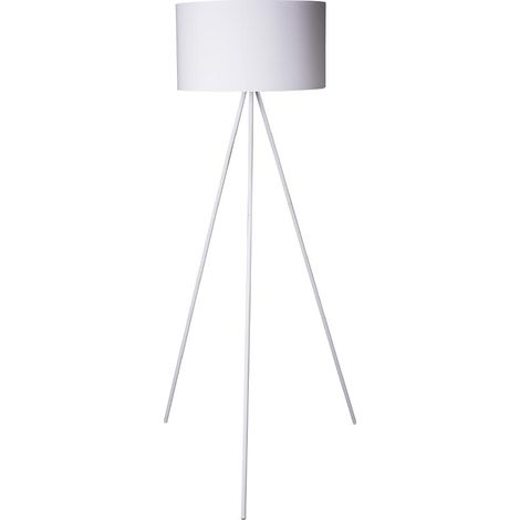 Lampada Piantana Treppiedi Dimmerabile Moderna Paralume E27 60W Tessuto Bianco