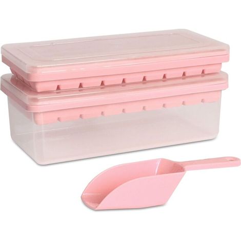 Food-grade silicone ice cube tray with lid and freezer container, 2 x 36 small spill-proof ice cubes - AquaForge (1/5)