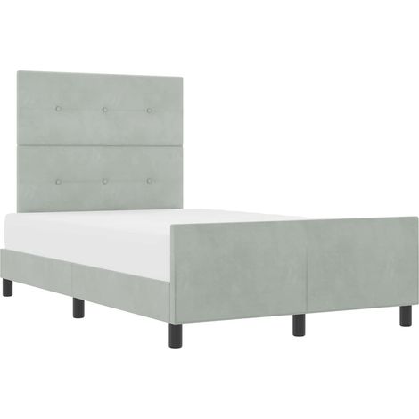 Lit double Lit adulte Lit à ressorts avec tête de lit Gris clair 120 x 190 cm Velours (1/5)