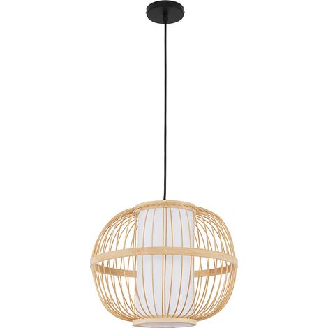 Lampe de plafond en bambou - Lampe suspendue de stile Boho Bali - Kaula Bois naturel