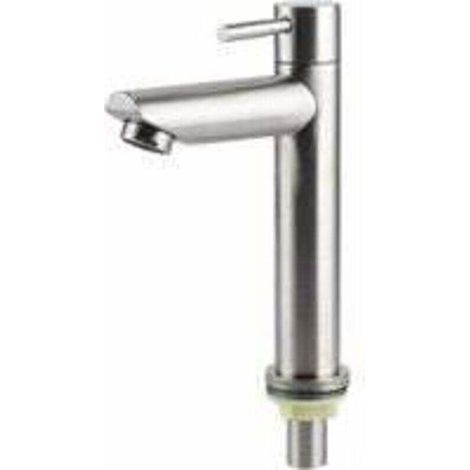 Einzel-Kaltwasserhahn, gebürsteter Edelstahl, Spültischarmatur, Schlüsselbetätigter Wasserhahn, Badezimmeraccessoire, geeignet für Zuhause, Küche und Badezimmer (Einzel-Kaltwasserhahn).
