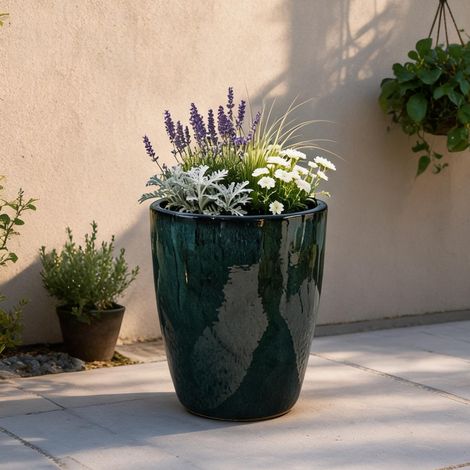 Pot de fleurs en céramique grand modèle 38,5 cm finition (1/5)