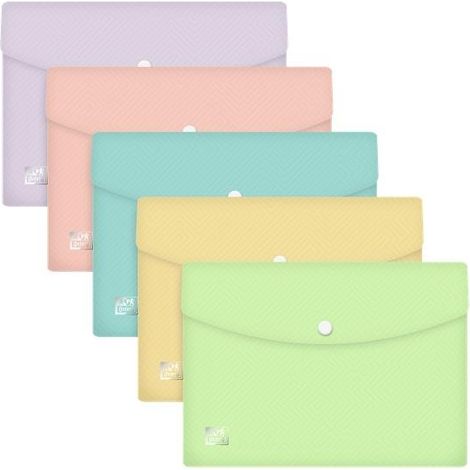 Cartelline portadocumenti formato A5 in PP, mix di colori pastello urbani (5 pezzi)