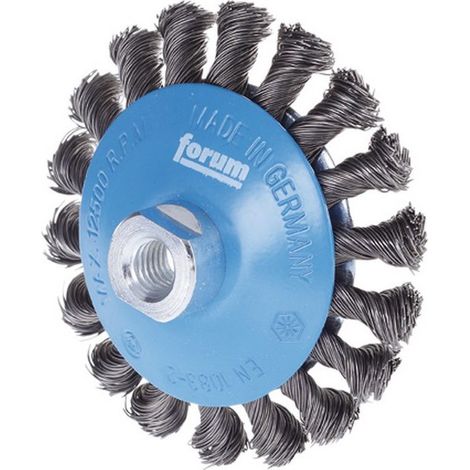 Spazzola Conica, Filo D'Acciaio Temprato Ritorto, Il Pennello Ø 100 Mm, Lo Spessore Filo 0,50 Millimetri, Larghezza. : Lavorare 13 Mm, Velocità Massima. : 12500 Giri / Min