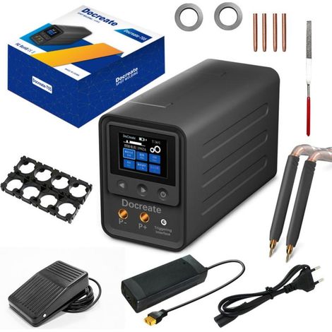 Soldadora por puntos Docreate-705 para condensadores superfaradios, compatible con baterías de litio 18650. Soldadura de alta potencia. Pantalla a color de 2,4 pulgadas. Compatible con cable plano niq