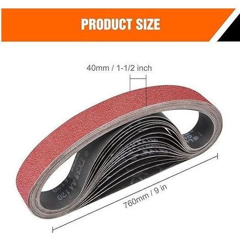 40 x 760 mm Schleifband – Gemischtes Schleifbandset (3 Körnungen 60/80/120/180/240) für Bandschleifer, 15-teiliges Schleifband (1/5)