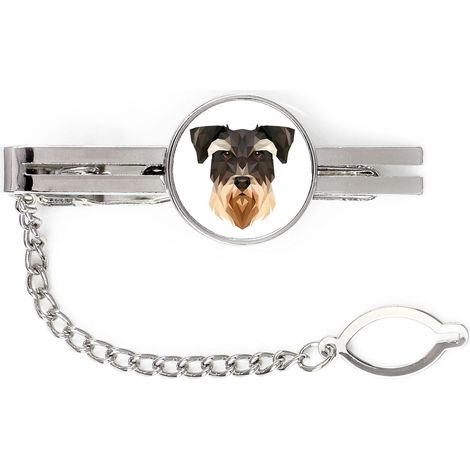 Schnauzer, Schnauzer - Pinza de corbata geométrica con foto e inscripción Art-Dog (1/4)
