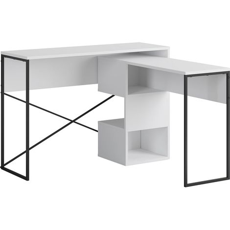 Scrivania modulare in legno "Badau" - 110 x 102 x 77 cm - Bianco