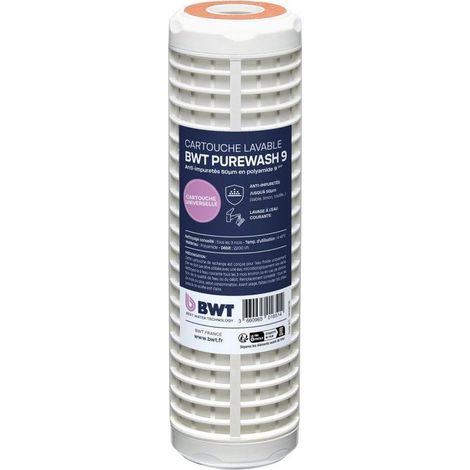 Cartucho lavable - BWT - 50 µm - Prefiltración económica - Retiene partículas gruesas - Limpieza sencilla con grifo (1/4)