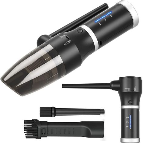 ATEngeus Souffleur Et Aspirateur ÉLectrique 2 en 1, Nettoyage PC à Air Comprimé, Puissance D'Aspiration ÉLevéE 11000 PA, avec Filtre, Remplacement des Bidons d'air Comprimé (1/5)