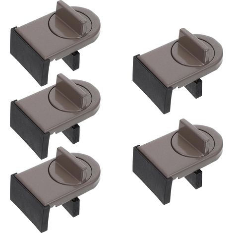 Lot de 5 Verrous de Fenêtre Coulissante Horizontaux en Plastique, Loquets de Verrouillage pour Châssis Coulissant, Remplacement, Fixation Sécurisée pour Fenêtres de Chambre,