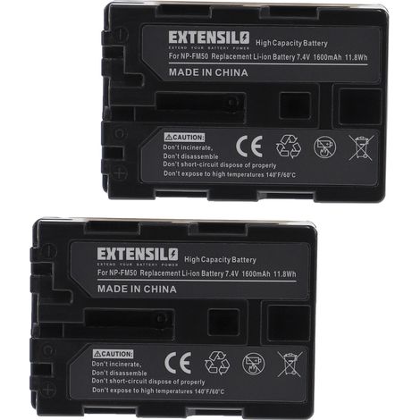 EXTENSILO 2x Akku Ersatz für Sony NP-FM55H, NP-QM51D, NP-QM51, NP-FM91, NP-FM90, NP-FM70, NP-FM50, NP-FM30 für Kamera (1600 mAh, 7,4 V, Li-Ion) (1/4)