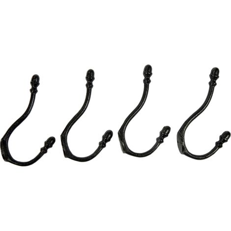 Juego de 4 ganchos de pared de hierro fundido negro (1/2)