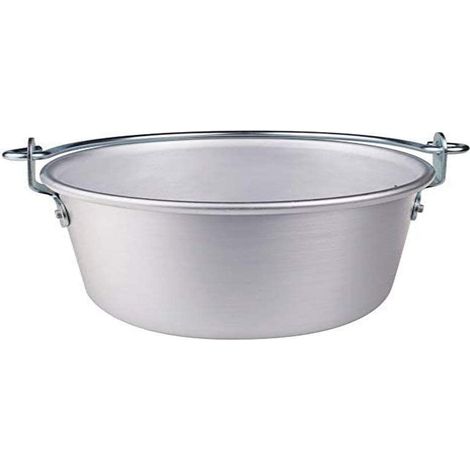 Pentole Agnelli Family Cooking Alluminio Paiolo con Manico ad Arco, Argento, 24 cm