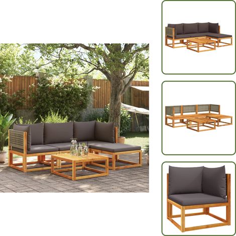 5-tlg. Garten-Sofagarnitur mit Kissen Massivholz Akazie - Gartenmöbel Set - Esszimmergarnitur Aus Holz - Outdoor Möbel - Lounge Set - Gartenlounge (1/5)