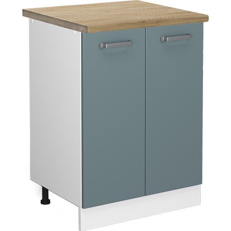 Mueble bajo de cocina R-Line, Gris azulado, 60 cm , ET Roble, Vicco