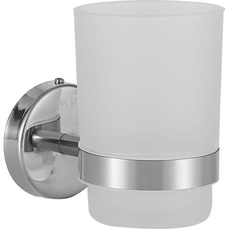 Zahnbürstenhalter ohne Bohren - Badezimmerbecherhalter aus Glas, selbstklebend, zur Wandmontage (Edelstahl (gebürstet)) (1/3)