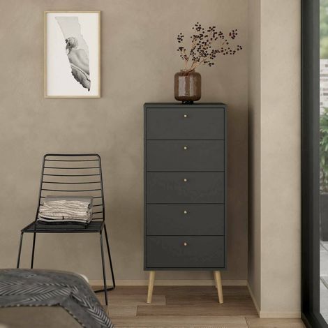 Dmora - Cassettiera Yaounde, Settimino multiuso, Comò camera da letto, Mobile con cassetti, 50x39 h120 cm, Grigio (1/5)