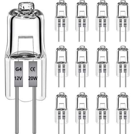 12 Pièces Ampoule Halogène G4 12V 20W 470LM, Ampoule Dimmable 2700K Blanc Chaud, G4 Halogène Pour Hotte, Cuisine, Salon, Chambre, L'éclairage D'Armoire et Ainsi de Suite [Classe énergétique C] (1/5)