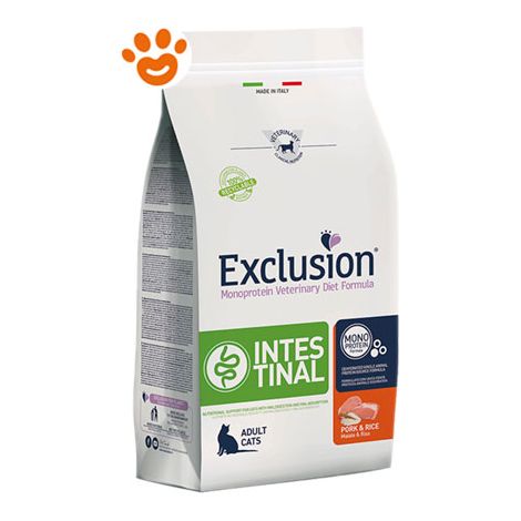 Exclusion Cat Intestinal Adult Maiale e Riso  - Exclusion Cat Intestinal Adult Maiale e Riso - Sacco Da 300 Gr (1/2)