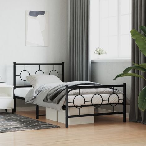 Estructura cama sin colchón con estribo metal negro 100x200 cm vidaXL (1/5)