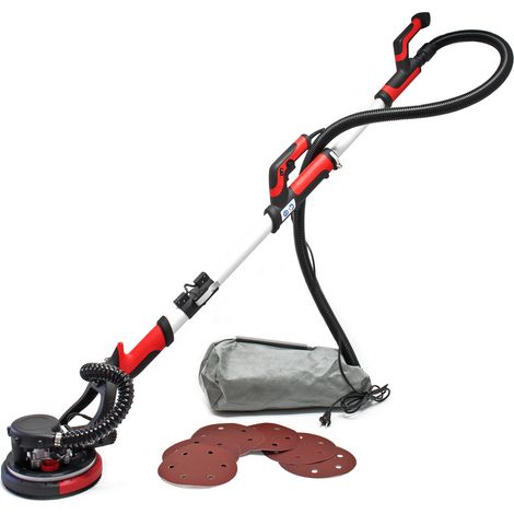 Wiltec – Ponceuse girafe 750 W – Tête rotative 360° – Vitesse réglable 800-1750 tr/min – Disque Ø 225 mm – Système d'aspiration intégré