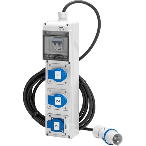 Presa Standard Tedesco 16A Ip44Q-Din 5 Dbo Mobile E Portatile Cablato Con Cavo E Spina - 3 2P+T 16A Iec309 + 1