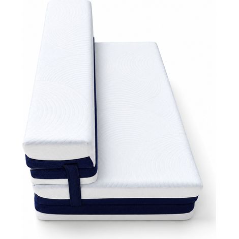 Matelas Pliable - Chauffeuse convertible en mousse, 7519015 CM,Matelas Pliant 4 Parties, Mousse Épaisse 15 cm, Lavable, Pour Adulte