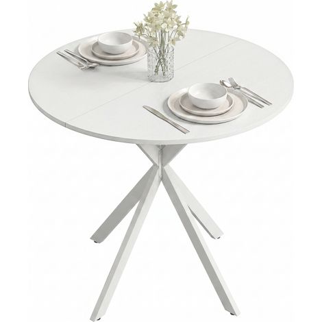 HOMCOM 80cm Round Dining Table, Industrial Kitchen Table with Steel Legs (1/5)