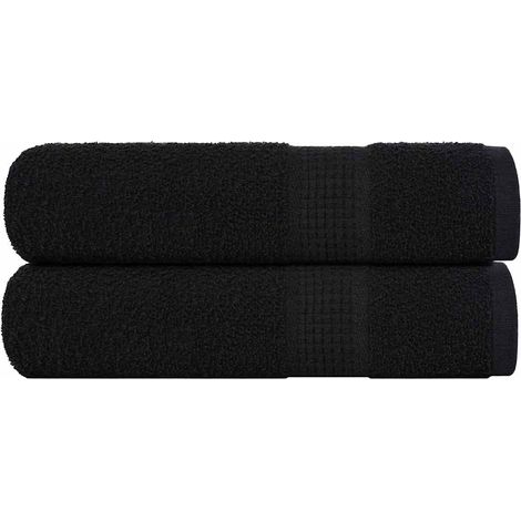 Serviettes de douche FROGN, lot de 2, noires, 70 x 140 cm, 360 g/m²