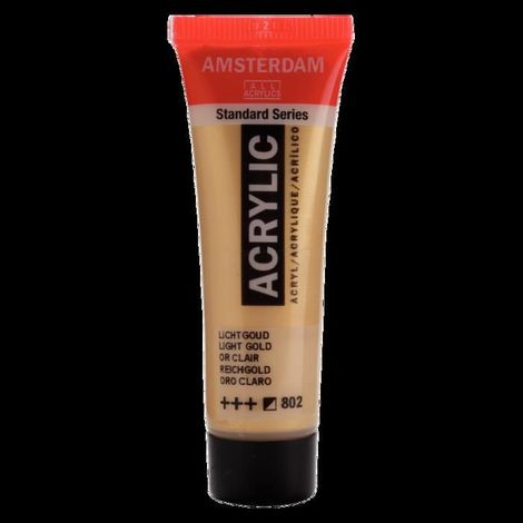 Peinture acrylique - AMSTERDAM - Acrylique Standard - Or clair - 20 ml - Résistante à la lumière - Résistante à l'eau (1/2)