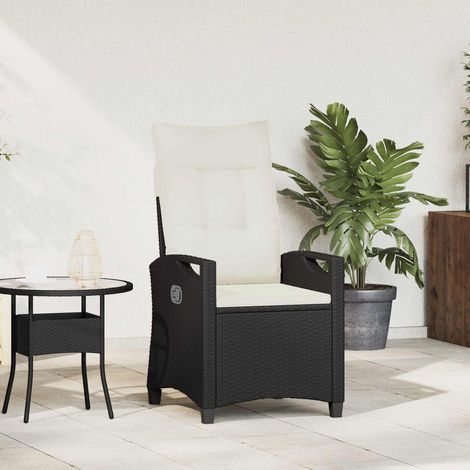 vidaXL Reclining Garden Chair Black and Cream 56 x 60 x 112 cm